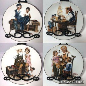 4 Pieces LIMITED EDITION Normal Rockwell Four Beloved Classics Plates
